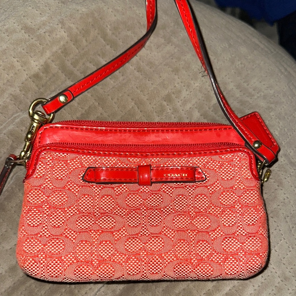 Coach Red Clutch/Wristlet with Gold Hardware